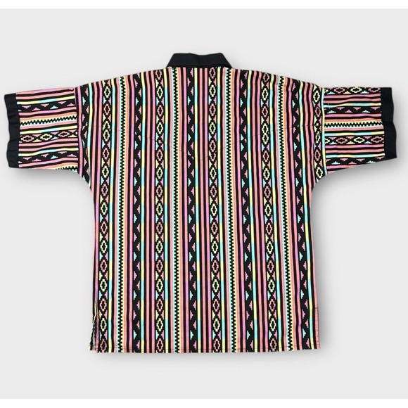 Ruddock Bros Mens Southwestern Geometric Stripe Polo Shirt 17.5 XL Made in USA - Picture 4 of 6